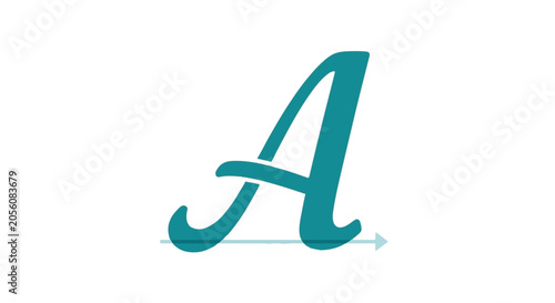 Teal letter A typography design element