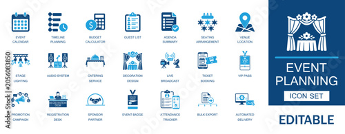 Canvastavla Event planning icon set