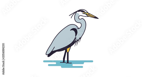 illustration of a heron standing in water
