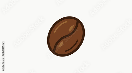 Tableau sur toile A single roasted coffee bean with a central groove on a white background