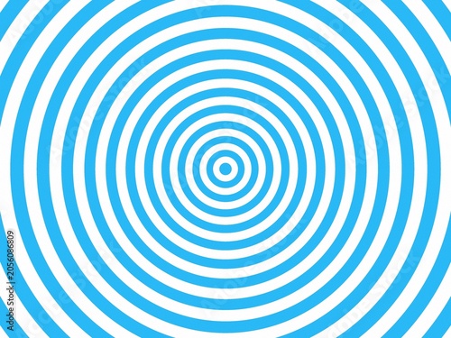 Bright blue and white concentric circles radiate outward. Visual effect creates deep sense of motion and depth. Ideal for abstract digital backgrounds or hypnotic designs. Perfect for tech, psychology