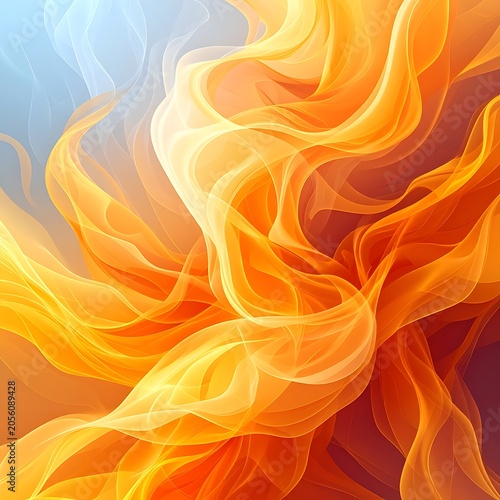 Vibrant abstract flames dance across gradient background