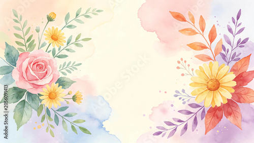 Watercolour Fresh Flowers Illustration Background