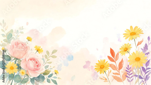 Watercolour Fresh Flowers Illustration Background