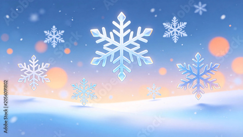 Winter Snowflakes and Ice Crystals Illustration