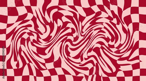 Crimson Red and Soft Pink Groovy Checkerboard Wallpaper