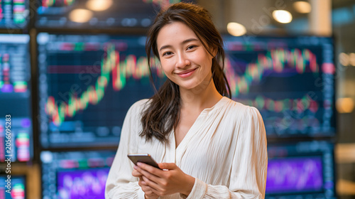 Female Stock Trader with Ph...