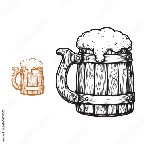 Wooden beer mug with foam