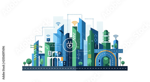 Smart cityscape with wireless connectivity