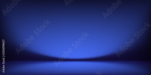 Blue bg gradient studio space features dark navy tones and soft perspective lighting. Vector background perfect for 3D product showcases and futuristic backdrop designs