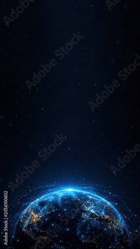 Global Digital Connectivity Concept With Networked Earth and Space Background Copy Space