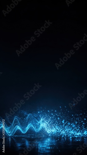 Abstract Blue Data Wave and Digital Energy Burst Technology Background