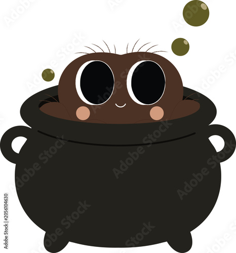 Cute Cartoon Character in Cauldron Illustration
