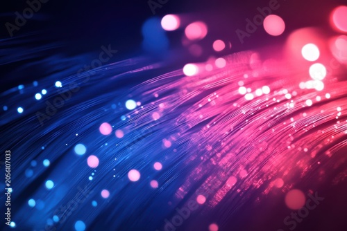 Vibrant Defocused Light Streaks With Pink And Blue Bokeh Glows On Dark Background blur