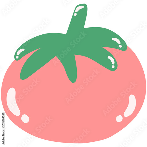 Pink tomato vegetables set cute icon with green leaf simple flat food clipart fresh garden ingredient for salad cooking healthy meal decoration isolated