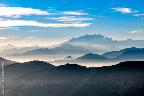 View from Monte Br� towards Monte Rosa massif in the Swiss Alps