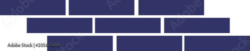 Fotografie Brick wall design displays a navy blue staggered masonry layout for modern architectural branding