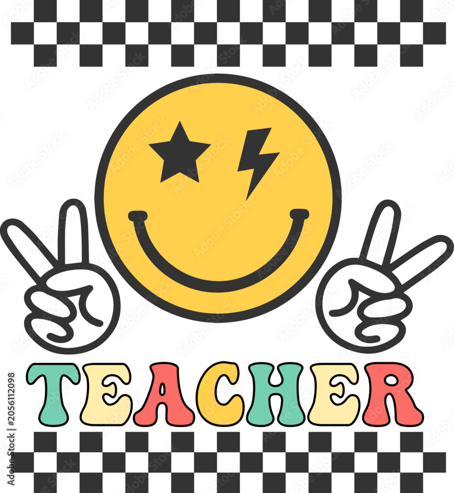Fototapeta premium Retro Teacher Smiley Face Graphic