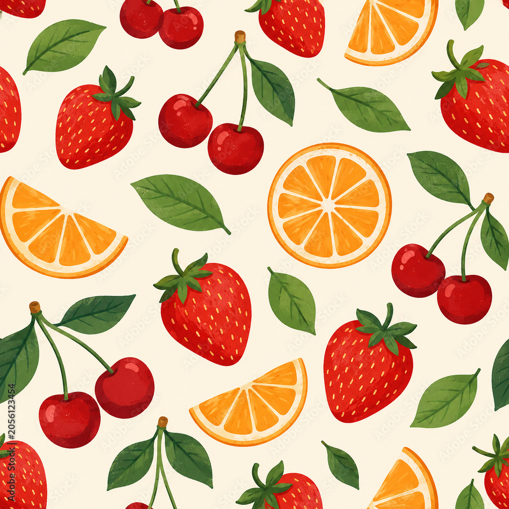 Obraz premium fruit_leaf_seamless_pattern