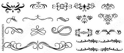 Tableau sur toile elegant symmetric flourish set vector