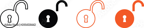 Foto Minimalist unlock padlock icons in black and orange styles