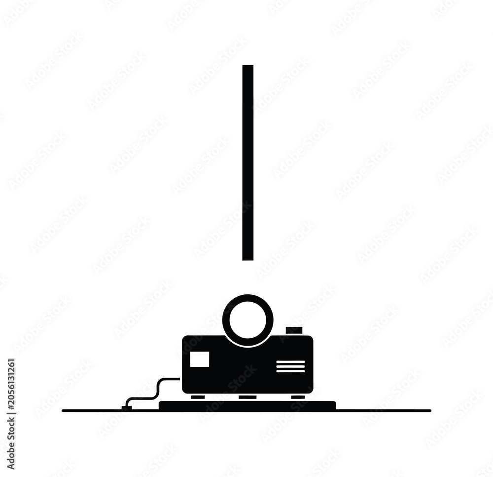 Fototapeta premium Minimalist Digital Projector Icon Featuring Focused Vertical Projection Beam for Presentations