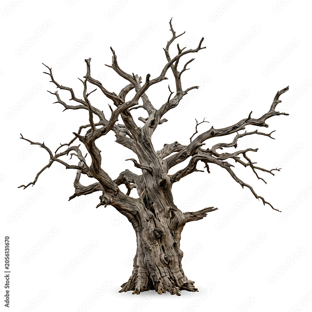 Fototapeta premium Dead Leafless Tree Isolated on White Background