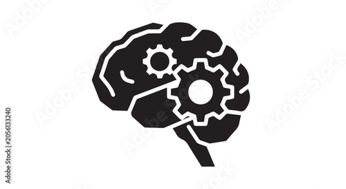 Brain Icon With Gears Symbolizing Intelligence And AI
