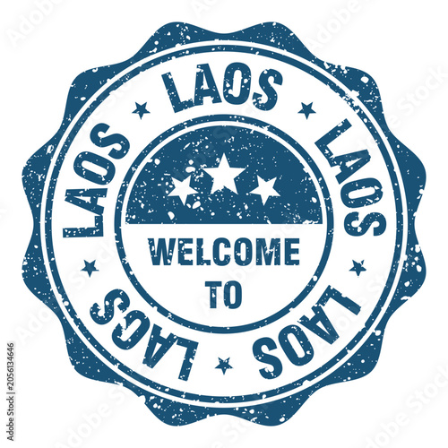 Welcome to Laos red grunge round stamp. Welcome to Laos stamp