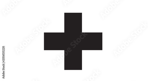 Black Plus Sign Icon Symbol On White Background