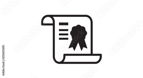 Diploma Certificate Scroll With Red Ribbon Seal Illustration