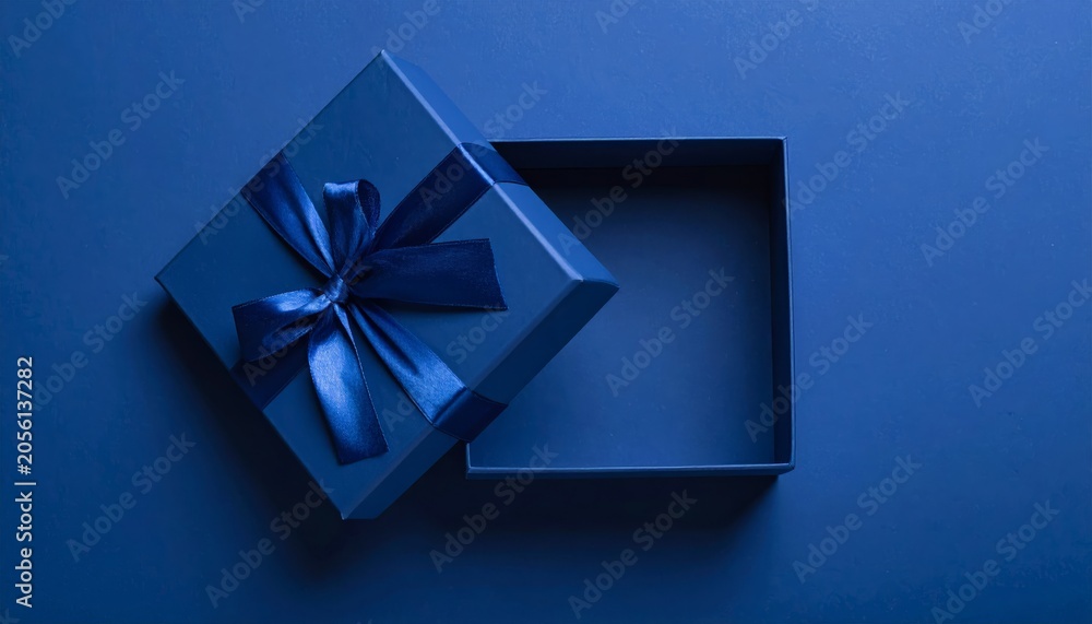 Fototapeta premium blue gift box with ribbon illustration background
