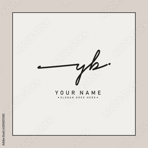 YB Simple Signature Logo - Handwritten Vector Template for Y and B Logo