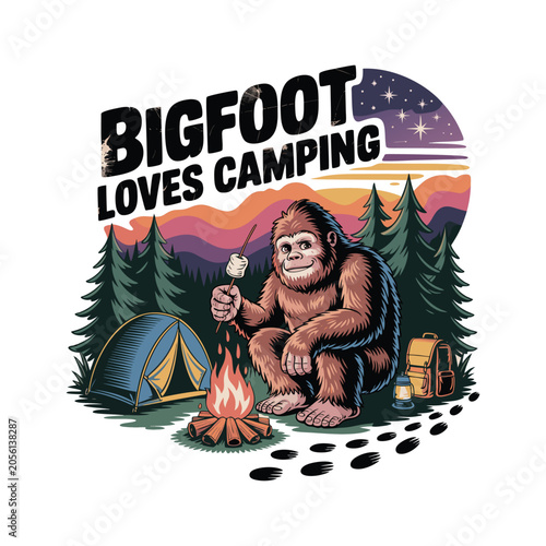 Bigfoot Loves Camping T-Shirt Design