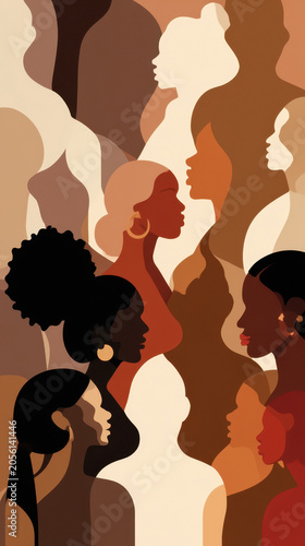 Diverse female profiles layered in warm neutral composition World Vitiligo Day