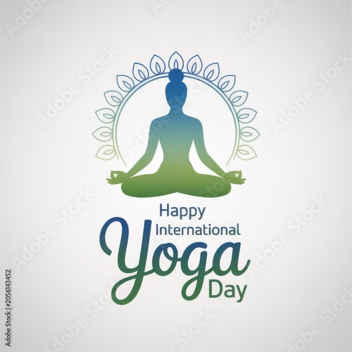 International Yoga Day, isolated on white background.
