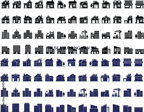 Foto Real estate property and house building solid glyph icon mega bundle featuring r