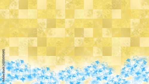 紫陽花（あじさい）の背景、手書きイラスト。