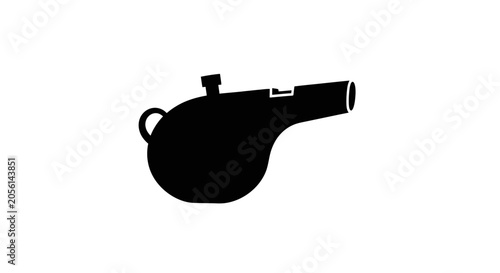 Fotografie Whistle icon illustrates a classic sports referee signaling device used to stop play, start a race, or maintain order during athletic competition and training activities in various outdoor settings