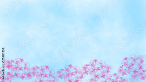 紫陽花（あじさい）の背景、手書きイラスト。