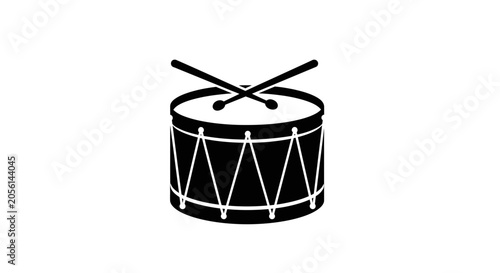 фотографія Drum with crossed sticks serves as a musical percussion instrument icon suitable for hobbyist websites, event posters, or educational resources focusing on rhythmic performance and musical arts
