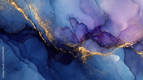 Swirls of blue and purple with gold