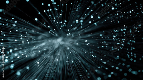 Fiber Optic Burst Radial Blue White Abstract Dark Technology Speed Network Futuristic Cinematic