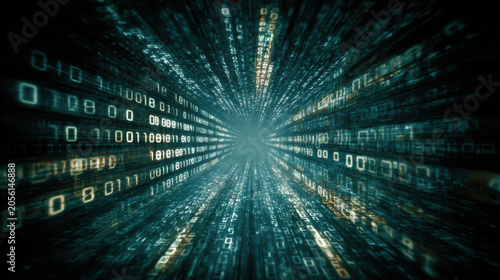 Digital Data Tunnel Cyberspace Vortex Infinite Screens Futuristic AI Blue Cinematic Immersive Abstract