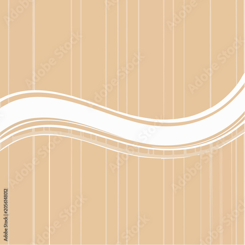 Abstract Beige Background with White Wavy Lines and Vertical Stripes