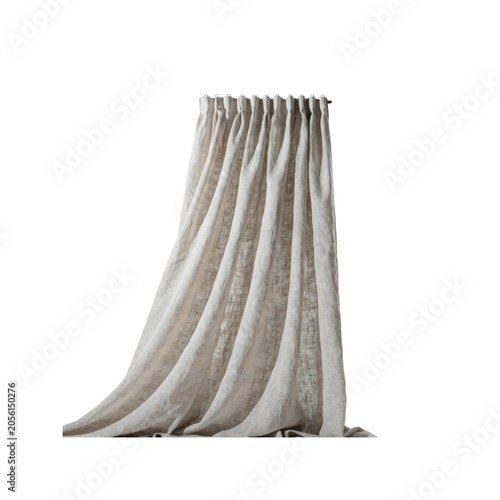 Elegant light beige fabric window curtain drapes as transparent cutout
