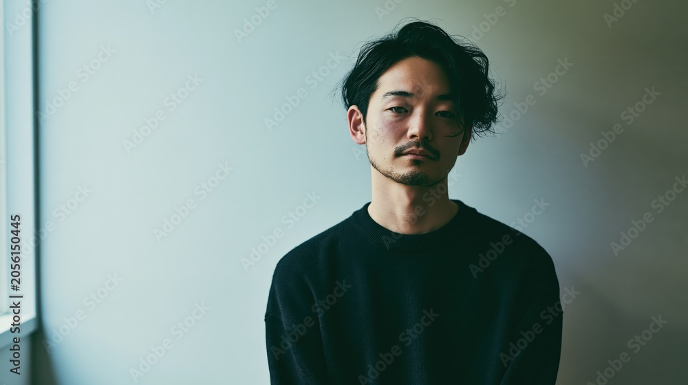 Obraz premium Workplace Loneliness Young Japanese Slim Man For Belonging Campaign