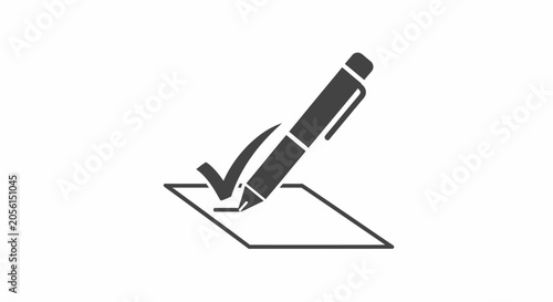Tableau sur toile Pen signing a document with checkmark.