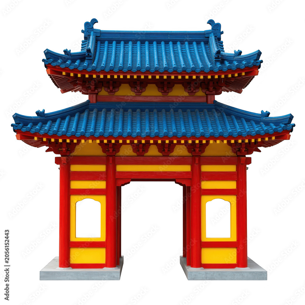 Obraz premium Traditional Chinese Gate 3d Render Transparent Background