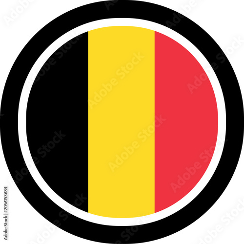Belgium Round Flag Icon with Black Border